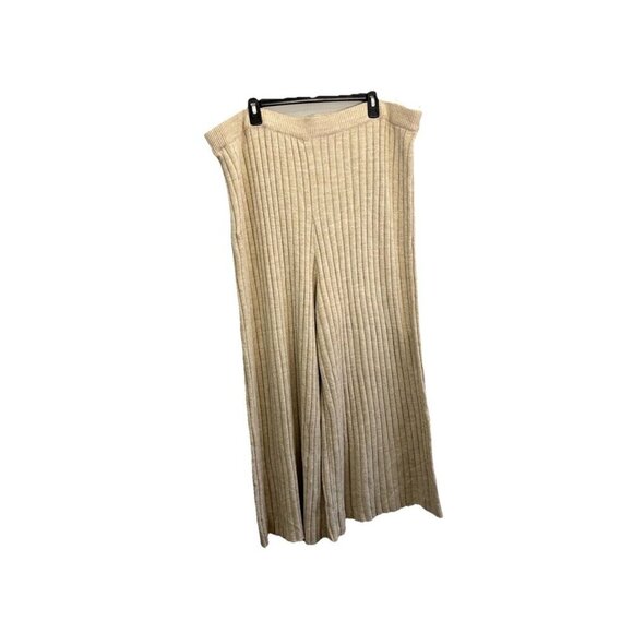 ASOS Ribbed Wide Leg Knit Pull On  Pants Women 22 Beige - Picture 1 of 11